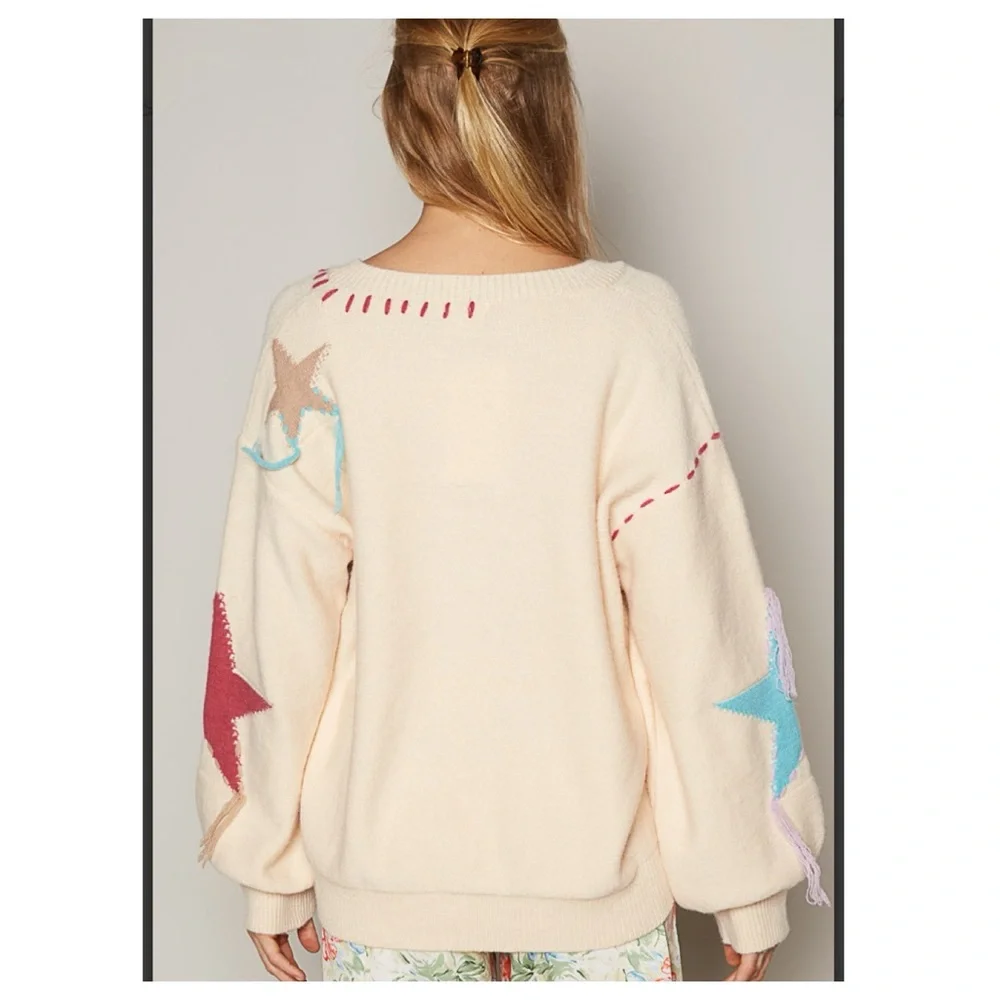 $40 start 332 ⬇️Pretty POL V neck star sweater - Picture 8 of 10